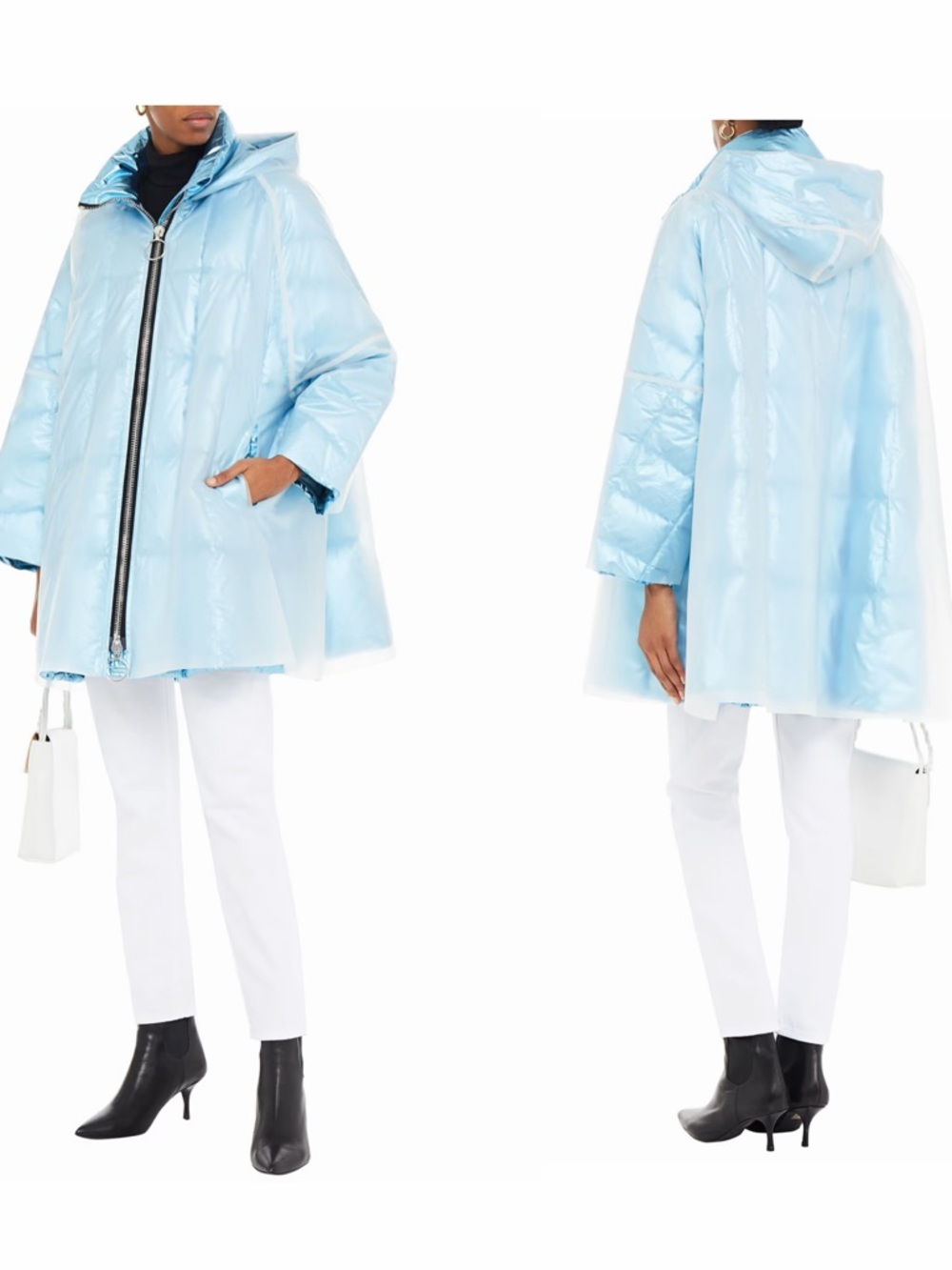 IENKI IENKI Blue Puffer Coat Hooded Down Small Winter Fall Clear Dunia NWT 🟡